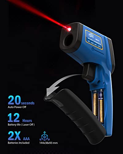 Pistola de termômetro infravermelho Benetech, -58 ° F ~ 752 ° F Pistola de temperatura a laser digital não-contato,