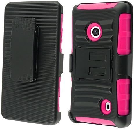 Nokia Lumia 521 Caso de tampa lateral com coldre - rosa + cor preta