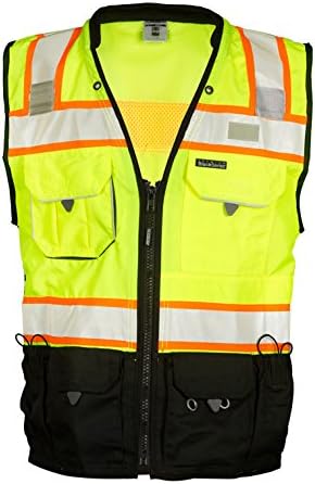 Colete de segurança SU500-1 Premium Black Series Surveyors Vest Lime