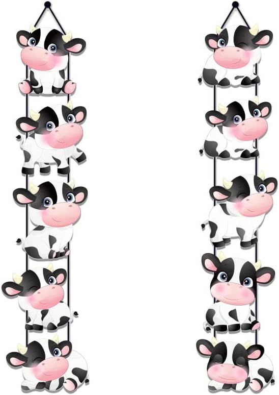 2 Pacote de vaca Decorações de festa Porta Varanda Sign Farm Animais Decorações do tema Decas de porta Vaca Destar