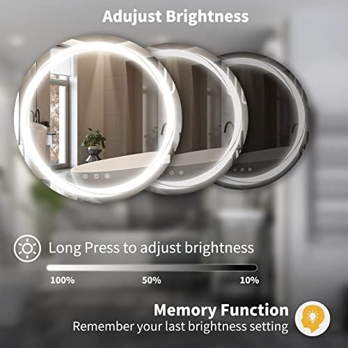 Mirror inteligente de Banheiro Round Round Round LED de 24 polegadas, espelho inteligente iluminado