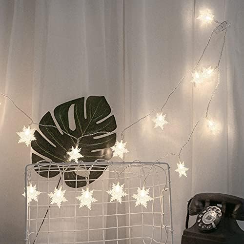 Baishitop Christmas LED Snowflake Decorative Light String 10/20 LED LENT/Luz quente Decoração pendurada para