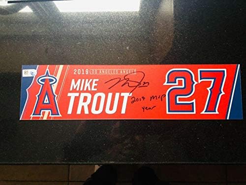 2019 Mike Trout Al MVP Game Usado Tag MLB Holo Inscrito assinado - MLB Autografed Game Usado Bats