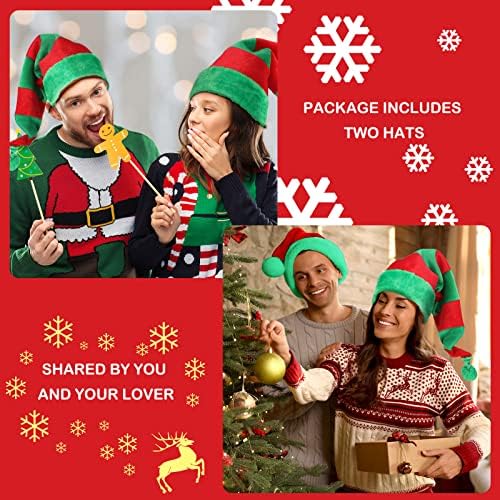 Newcotte 2 PCs Elf de Natal Longo Long Listrado Papai Noel Hat de Acessórios de Natal para Mulheres