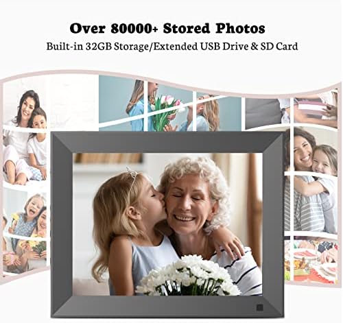BSIMB 32GB WiFi Digital Picture Mold, moldura de foto eletrônica de 9,7 polegadas com tela de toque IPS, compartilhe instantaneamente fotos e vídeos via aplicativo e email, auto-rotate, montagem de parede, presente para os avós