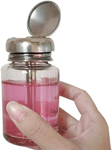 Lydelog JS & Walk 80ml vazio um toque de touch com bomba de vidro transparente garrafas de dispensador com tampa superior de flip, para armazenar álcool, removedor de esmaltes ou removedor de maquiagem
