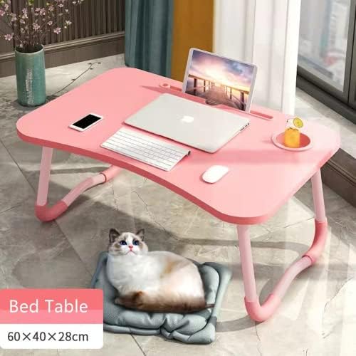 Mesa de cama dobrável para laptop, laptop mesa de mesa, mesa de bandeja de cama com gaveta de armazenamento, mesa