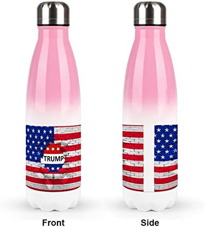 American USA Flag and Trump 17oz Sport Water Bottle Bottle Stainless Acele A vácuo em forma de cola isolada