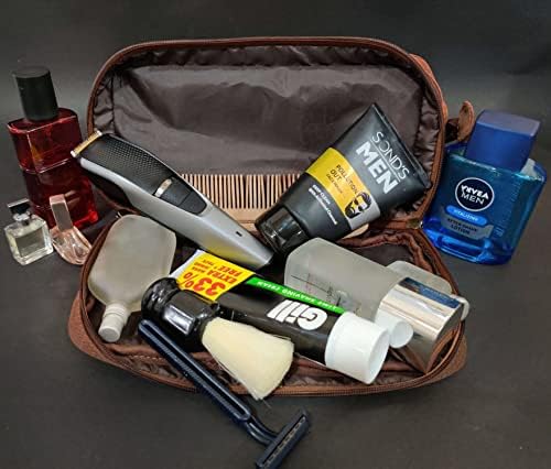 Bolsa de cosméticos de couro genuíno da cidade rústica - kit de dopp organizador de higiene