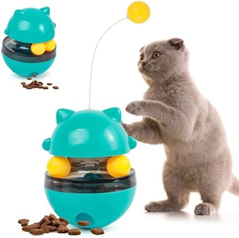 N / B CAT Tumbler Toys Dispensador de alimentos Slow alimentador lento ajustável, com gato engraçado