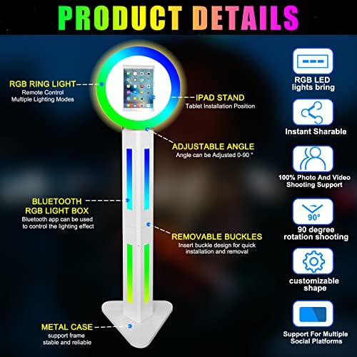 Cabine de foto portátil rxfsp para controle de aplicativo de aplicativo de 12,9 iPad RGB Ring Light