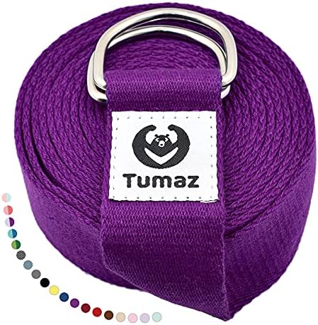 Tumaz Yoga Strap/Stretch Bands [mais de 15 cores, opções de 6/8/10 pés] com fivela de ring D extra ajustável, textura