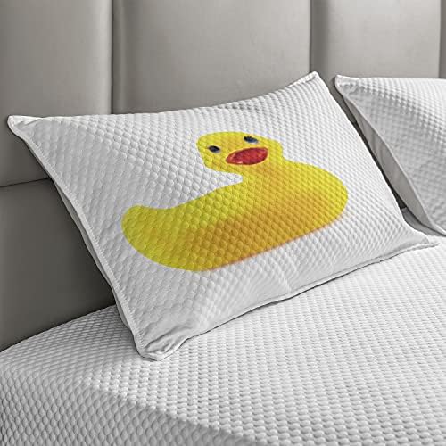 Ambesonne Rubber Duck Coloque capa de travesseiro, amarelo pato pato pato brinquedo divertido banheira de espuma