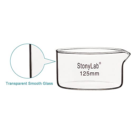 Prato de cristalização de stonylab com bico e borda pesada, pratos cristalizantes reutilizáveis ​​de vidro borossilicato