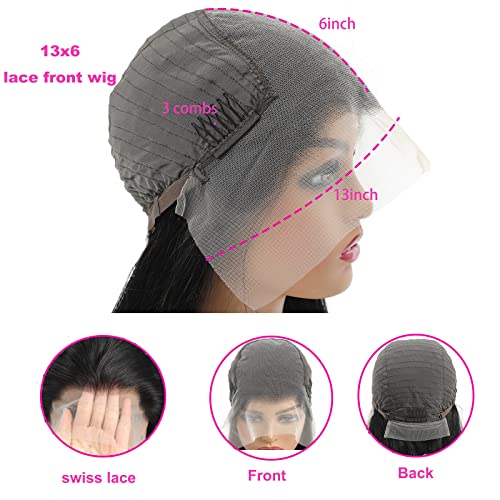 Abbetey 13x6 Lace Front Wigs Human Human Wave 26 polegadas onda corporal HD Lace Frontal Human Human Wigs 180% densidade