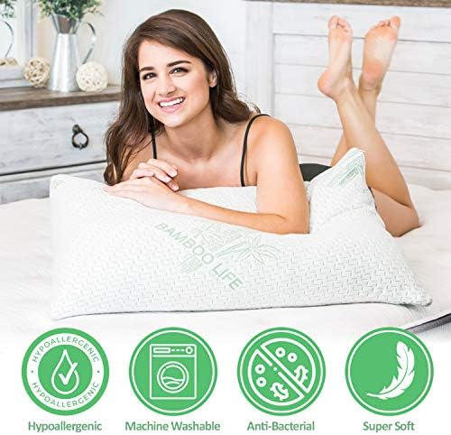 Elif Home Goods King Tamanho 2 Pacote de bambu Pillow - Bambu premium, travesseiro de espuma
