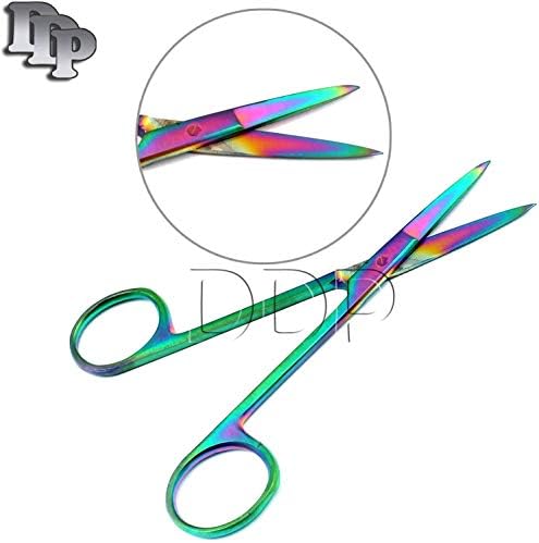 DDP Multi Titanium Color Rainbow Iris Scissors 4,5 Aço inoxidável reto