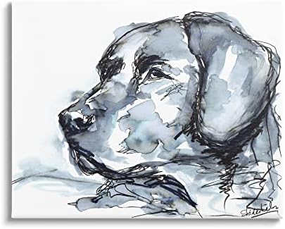 Stuell Industries Monocroma Ink Dog Retrato Abstract Aquarela Detalhe, Design de Kendra Shedenhelm