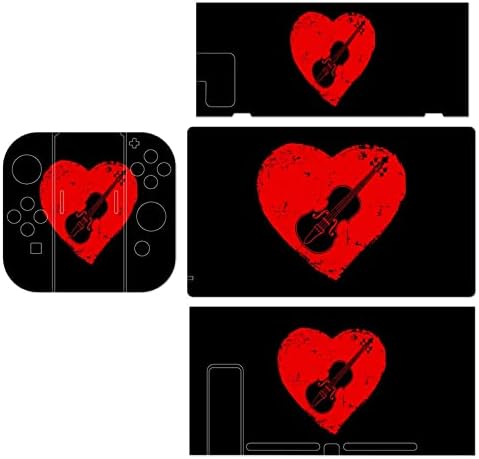 Adesivos de decalque de amor de violino cardíaco cobrem placa face protetora da pele para nintendo switch