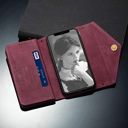 Caixa da carteira de crossbody para o Galaxy Note 20 Caixa de carteira Ultra Zipper 6.9 [couro