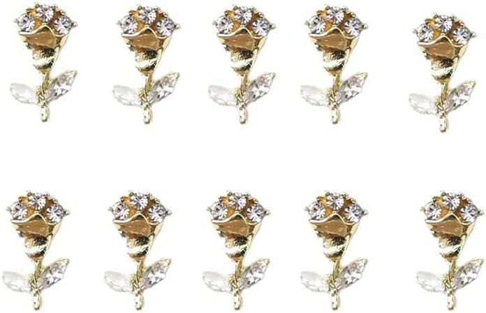 2022 Rose Ziron Unh Nail Charms, 10pc Glass Crystal Luxuoso Pedido de pedras preciosas jóias de flores