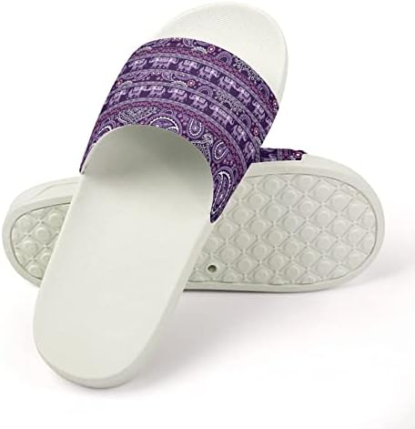 Sandálias de Paisley Paisley Purple House de elefante não deslizam chinelos de dedo do pé para massagem banheira
