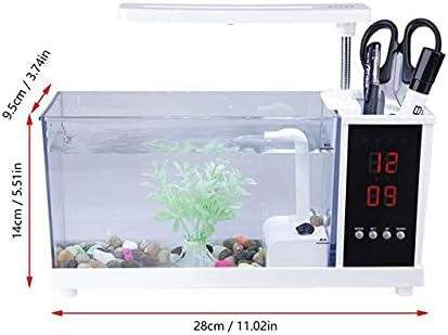 Uxzdx cujux mini aquário aquário aquário USB com tela LED LCD Tela e relógio de peixe aquário tanques de peixes preto/branco decoração