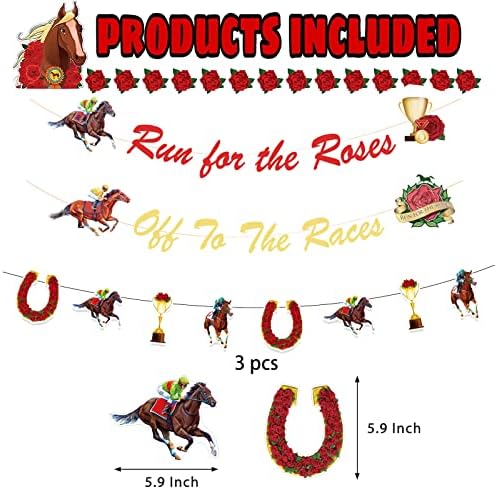 Kentucky Horse Derby Day Party Decoration Run for Roses Decoration Run for Roses Party Banners Balões