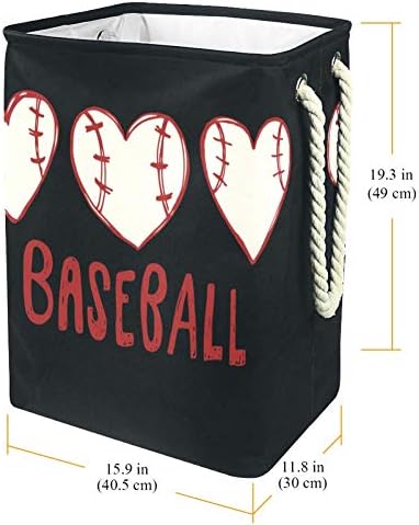 Djrow Roupos Basquete Baseball Love Hearts Cestas de armazenamento de lavanderia com suportes destacáveis