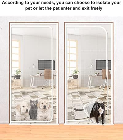 A porta da tela de gato reforçada de shrrl se encaixa no tamanho da porta 48''x 80 '', porta de tela de malha