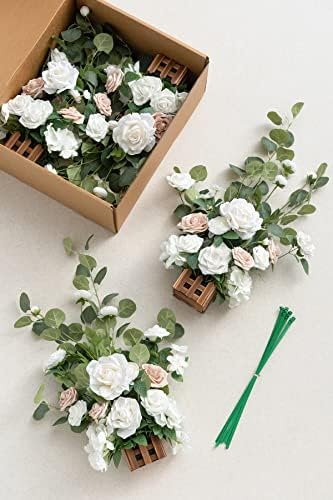 Pacote de momento de Ling de 4 flores de corredor pré-organizadas Arranjo para o corredor de cerimônia de casamento de quintal ao ar livre decoração floral