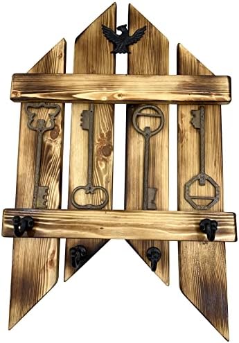 Arcado de madeira artesanal 4 ganchos do suporte da cabana da cabana para entrada de parede de entrada da casa