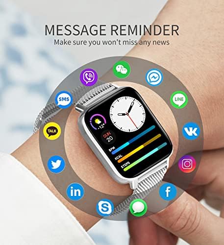 Lefitus Women Smart Watch com texto e chamada, Fitness Tracker 1.7 tela de toque completa com frequência