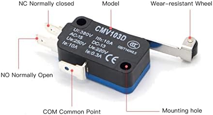 Chave de limite do zthome pequeno interruptor limite cmv103d ue220v 0,3a micro limite momentâneo com