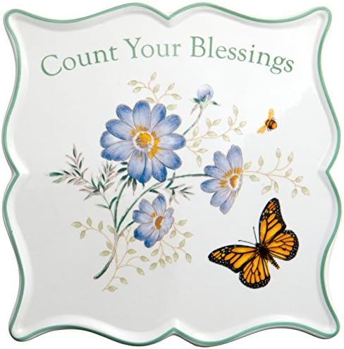 Lenox Butterfly Meadow Sentiment Trivet, Conte Your Blessings, 6-3/4 polegadas