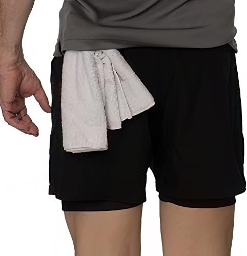 Rivi Men's 2 em 1 compressão academia ativa shorts de ginástica rápida seca esportiva esportiva shorts com bolsos