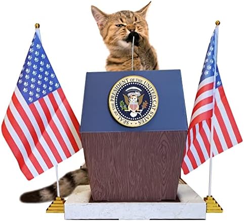 La La Cat Presidencial Podium Cat Scratcher | Cat Scratcher com escova de limpeza | Cat de papelão