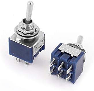 X-Dree AC 125V 6A 6 pinos on-on-on-ON 2 Posições DPDT Switch de alternância azul escuro 5pcs (Aс 125-V 6a