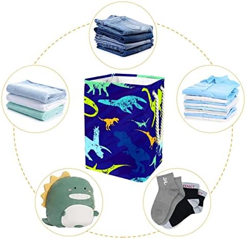 Dinosaur Blue Laundry Basket Storage Sacors embutidos com suportes destacáveis ​​cesto de roupa