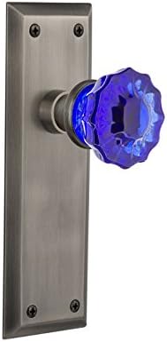 Armazém nostálgico 720825 Passagem de placa de Nova York Crystal Cobalt Glass Door Knob em Antique