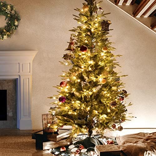 Árvore de Natal artificial pré-iluminada de 6,5 pés com bandeira americana de poliéster 210d 210d, árvore
