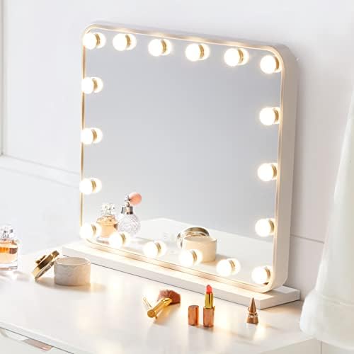 Espelho de vaidade de luxfurni com luzes, espelho de maquiagem com luzes 18 lâmpadas diminuídas, espelho iluminado