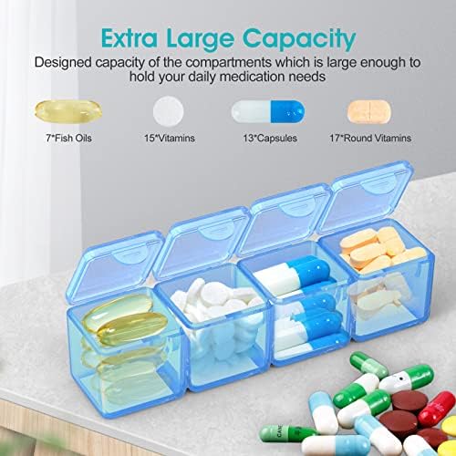Restree Weekly Pill Organizador 4 vezes por dia, 28 compartimentos Caixa de medicamentos extra grande, à prova
