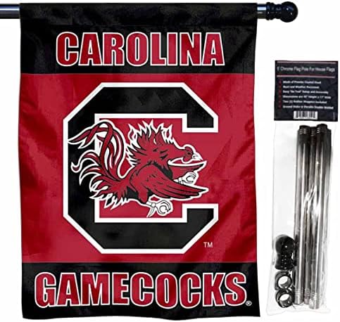 Bandeira de banner de Gamecocks da Carolina do Sul com conjunto de poste de bandeira