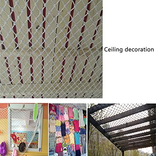 Rede de decoração de jardim de kuaie, rede de segurança para animais de estimação, barra branca decoração de malha de malha de escada de queda de nylon corda de corda segura cor: malha de 3cm, tamanho: 6x8m