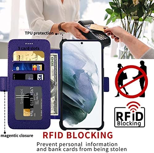 Caso da carteira de pytwopy para Galaxy S23 5G [titular do cartão de crédito], [bloqueio de RFID], capa