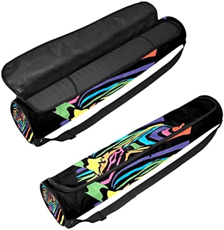 Saco de tapete de ioga, arco-íris zebra exercício de ioga transportadora de tape