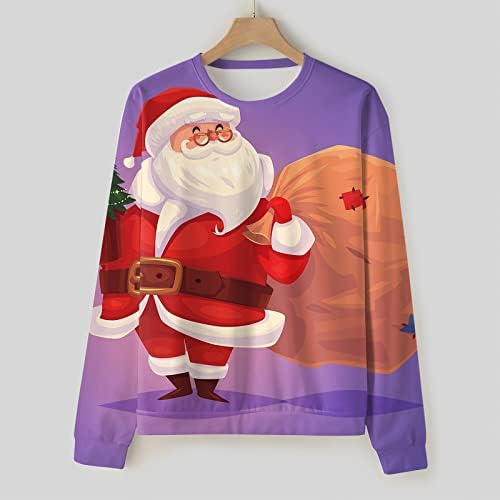 ZDDO Feliz Natal Sweetshirts Pullover, 3D Funny Xmas Santa Claus Impresso de Crewneck Designer Sweater