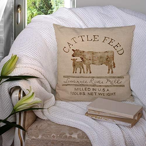 Ssoiu Cattle Feed Theme Farmhouse Decorative Pillow Capas para sofá Decoração em casa 18x18 polegadas