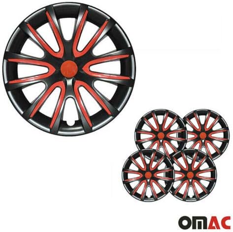 Capas cubos OMAC de 16 polegadas para Nissan Sentra Black e Red 4 PCs. Tampa das jantes da roda - tampas